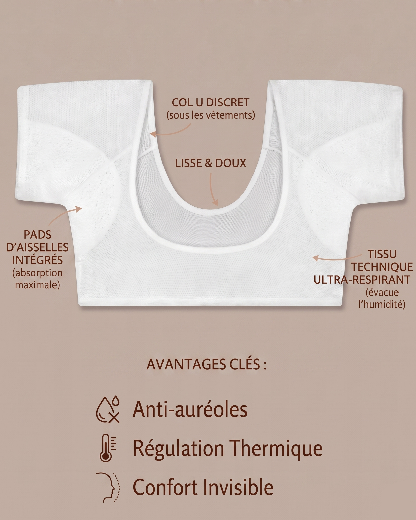 KINOR™ Essential | Top Court Anti-Transpiration — Zéro Auréole